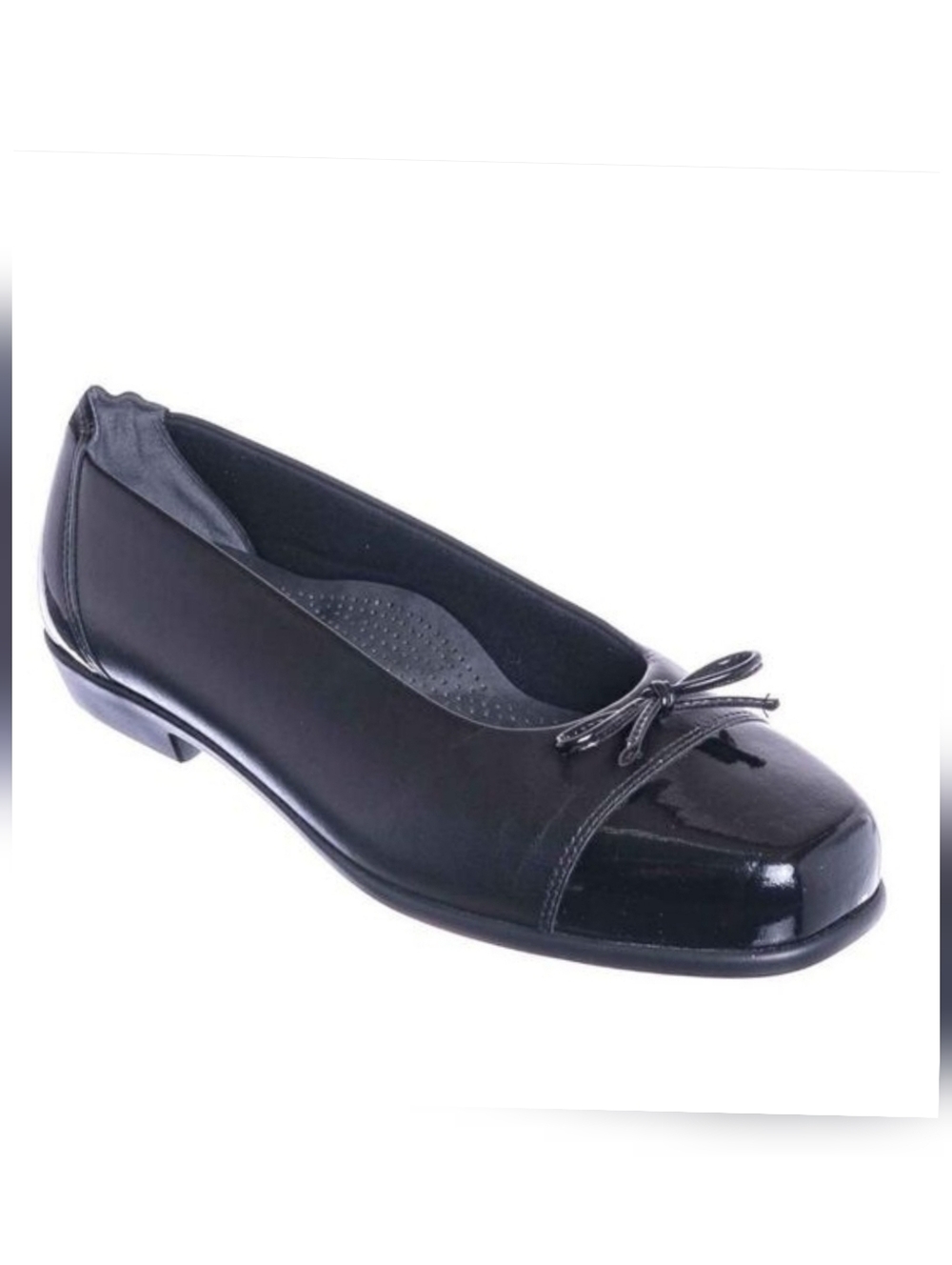 SAS Shoes Coco Black Leather Bow Vamp Slip On Ballerina Flat Cap Toe‎ Loafer 7.5